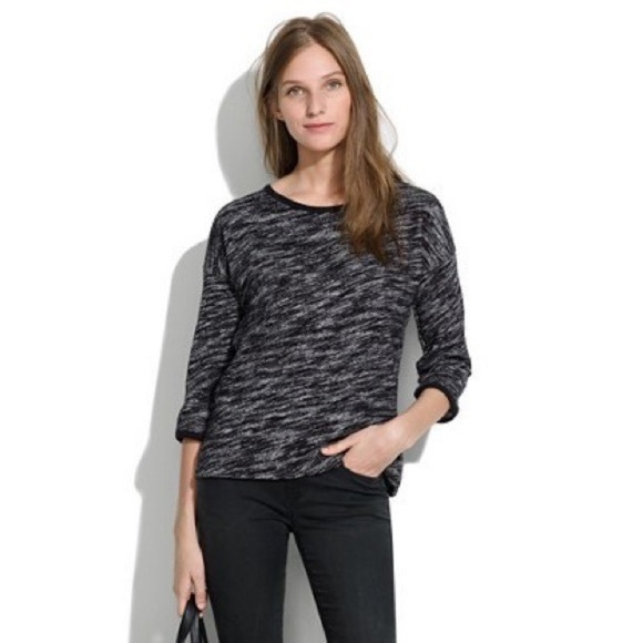 MADEWELL Black Marled Shadowtree Pullover Top sz M - Picture 2 of 7